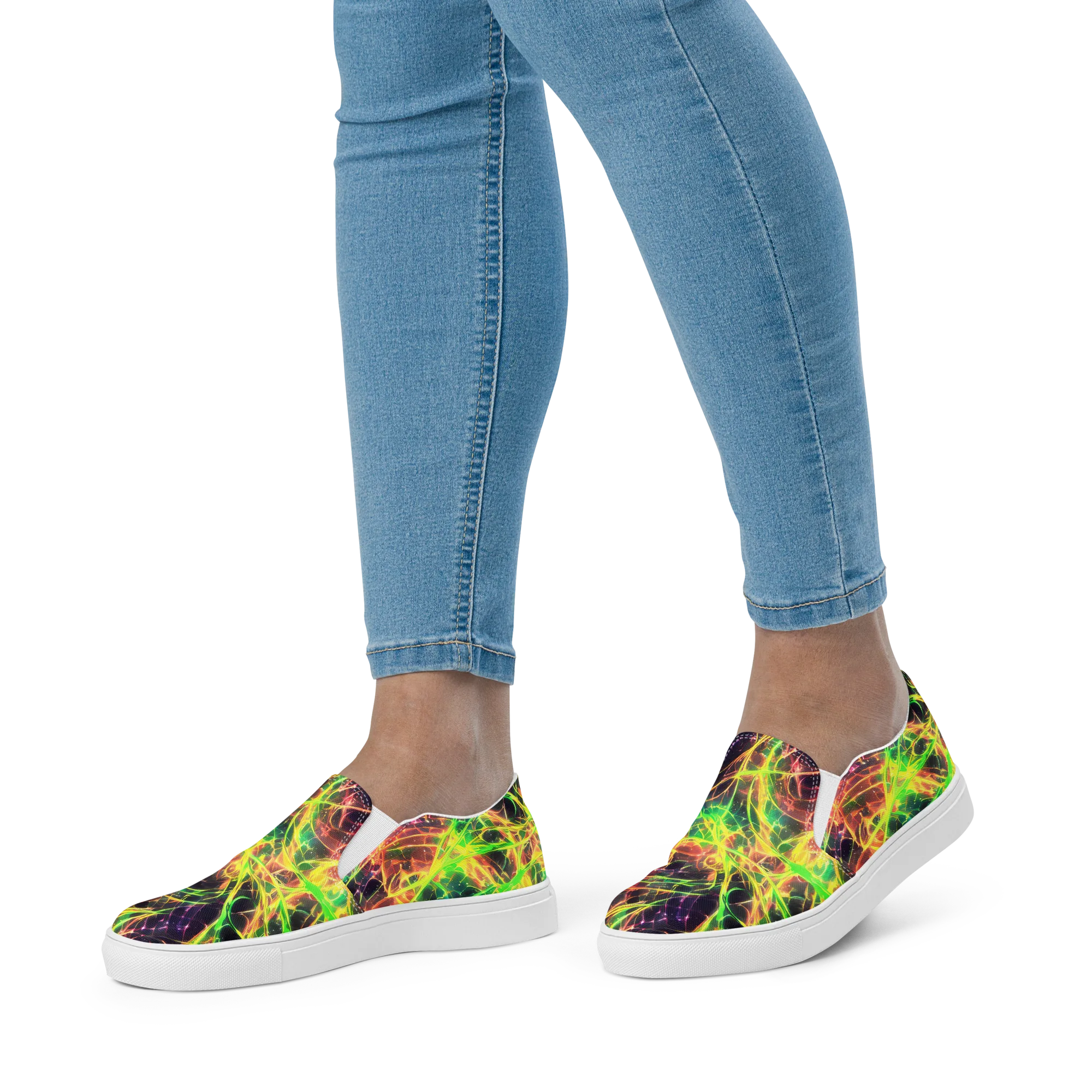 Inferno Veins on Women's Slip-On Canvas Shoes — Front
