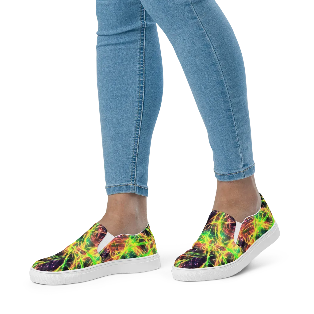 Inferno Veins on Women's Slip-On Canvas Shoes — Front
