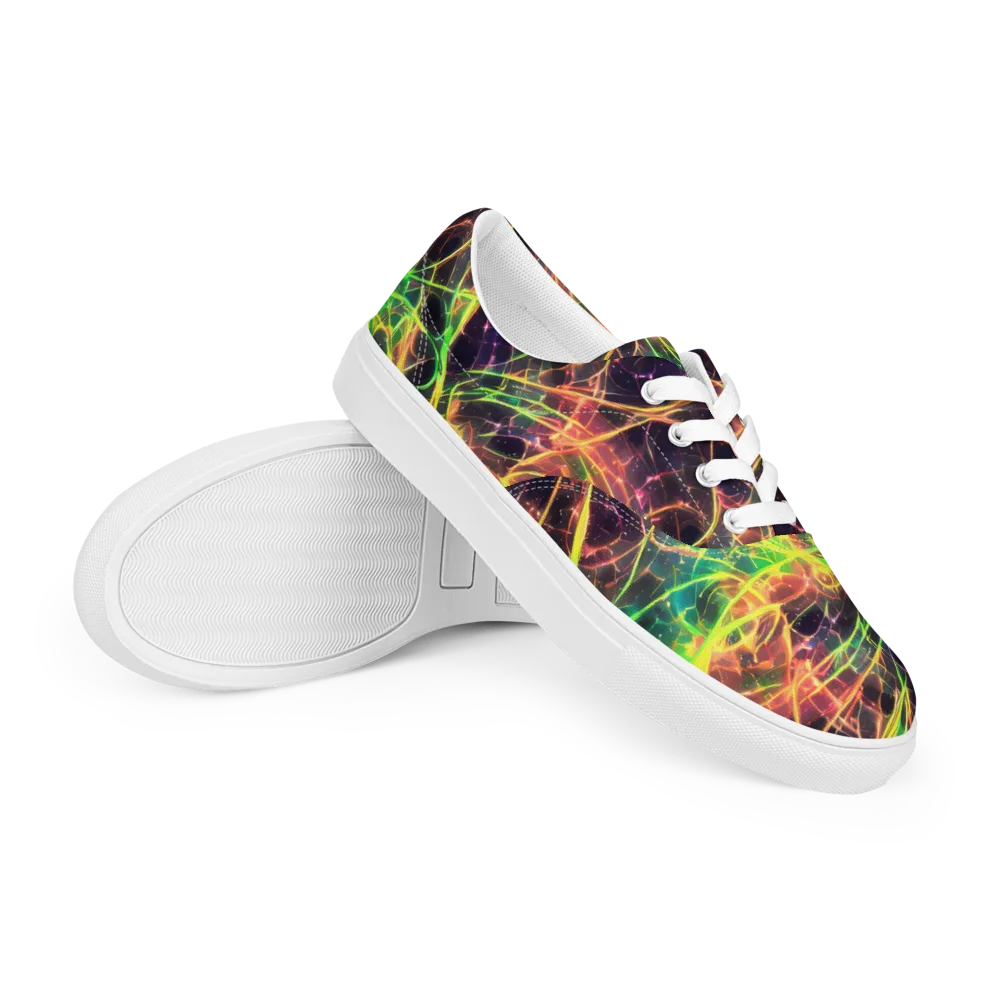 Inferno Veins on Men's Lace-Up Canvas Shoes — Right Front