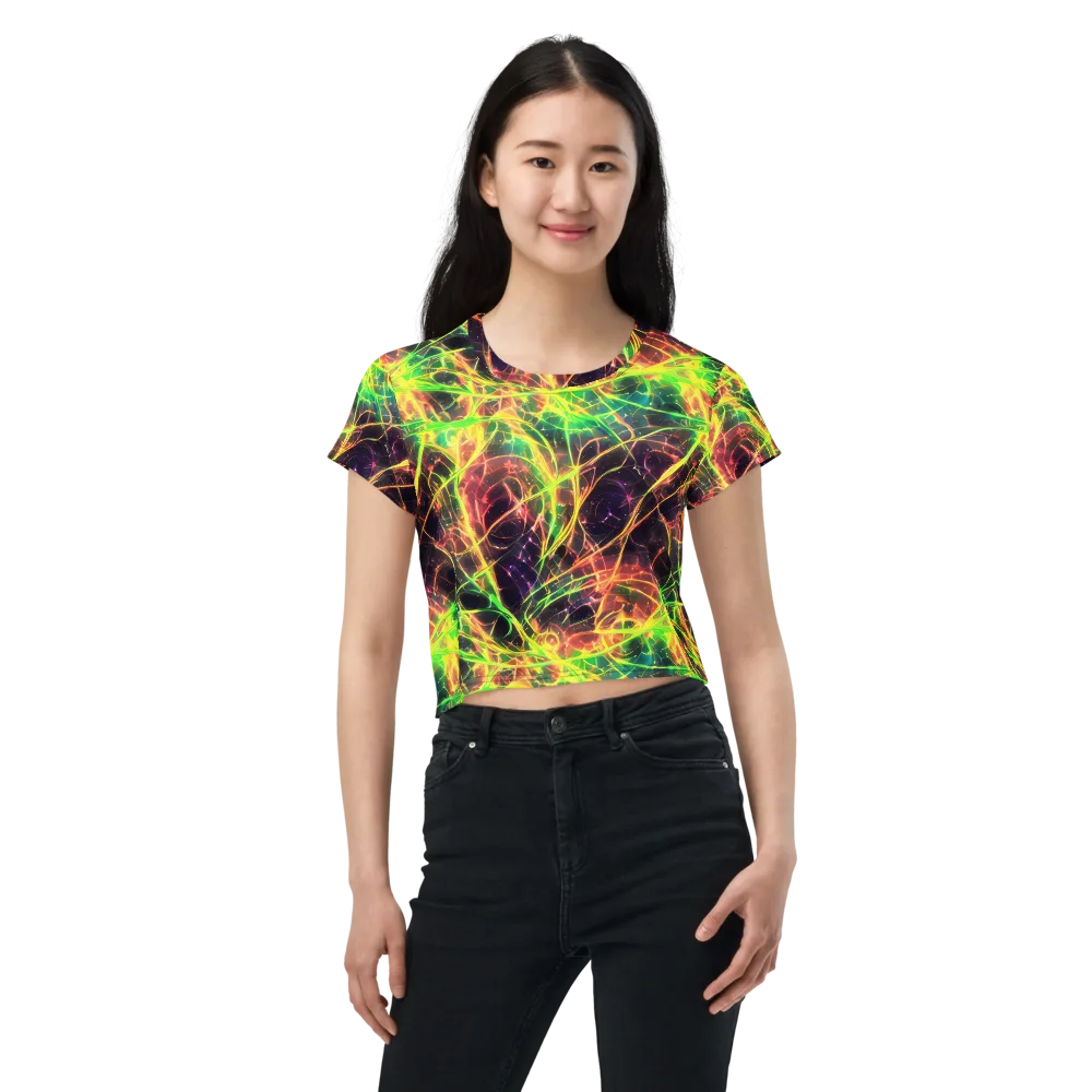 Inferno Veins on Crop Tee — Front