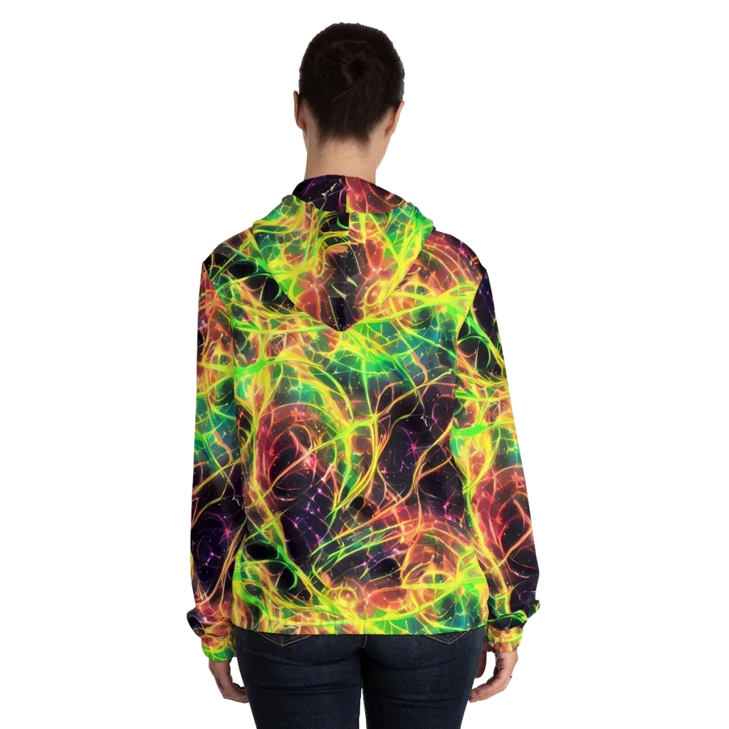 Inferno Veins on Women's Full-Zip Hoodie — Back On Person
