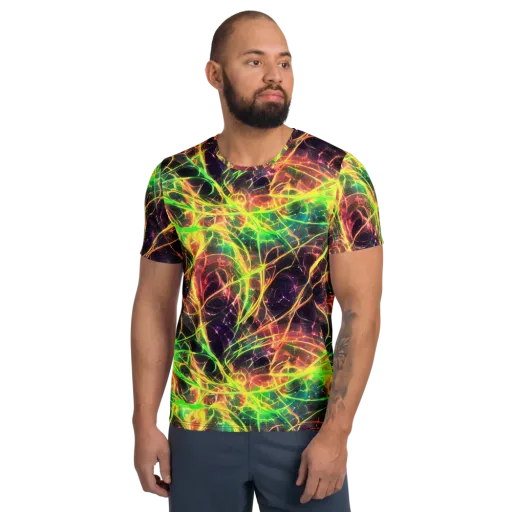 Inferno Veins on a Men's Athletic T-Shirt
