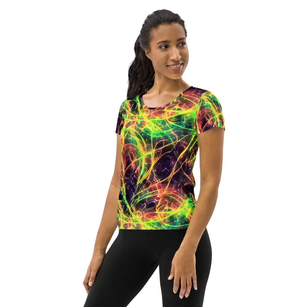 Inferno Veins on Women's Athletic T-Shirt — Left