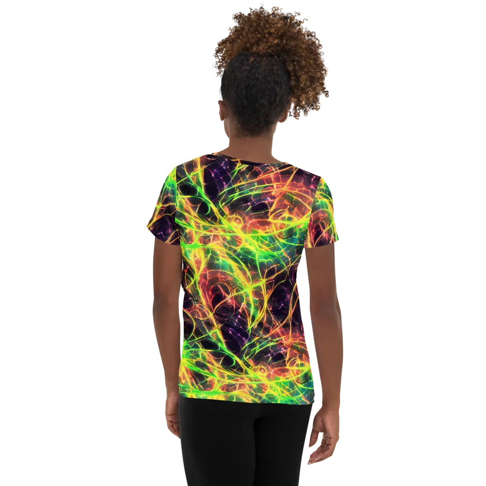 Inferno Veins on Women's Athletic T-Shirt — Back