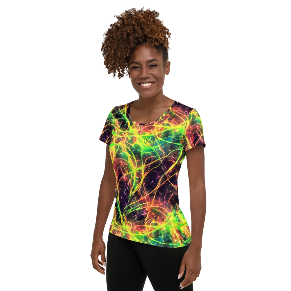 Inferno Veins on Women's Athletic T-Shirt — Left