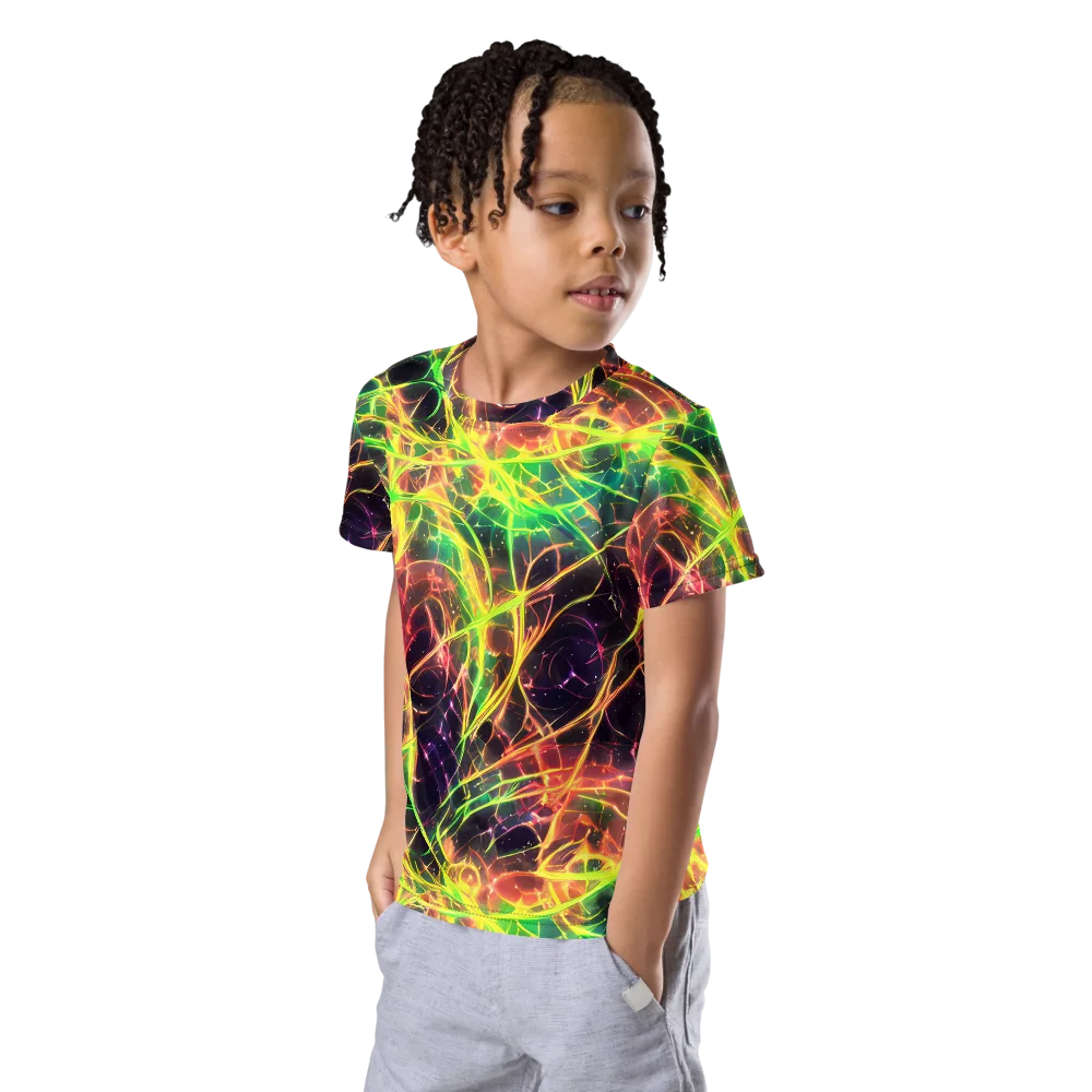 Inferno Veins on Kids Crew Neck T-Shirt — Left Front