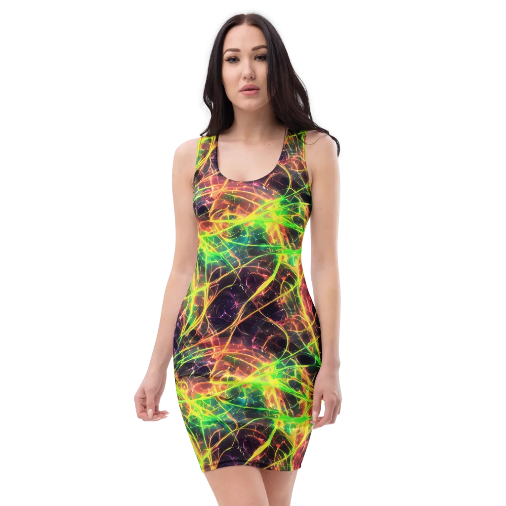 Inferno Veins on Bodycon Dress — Front