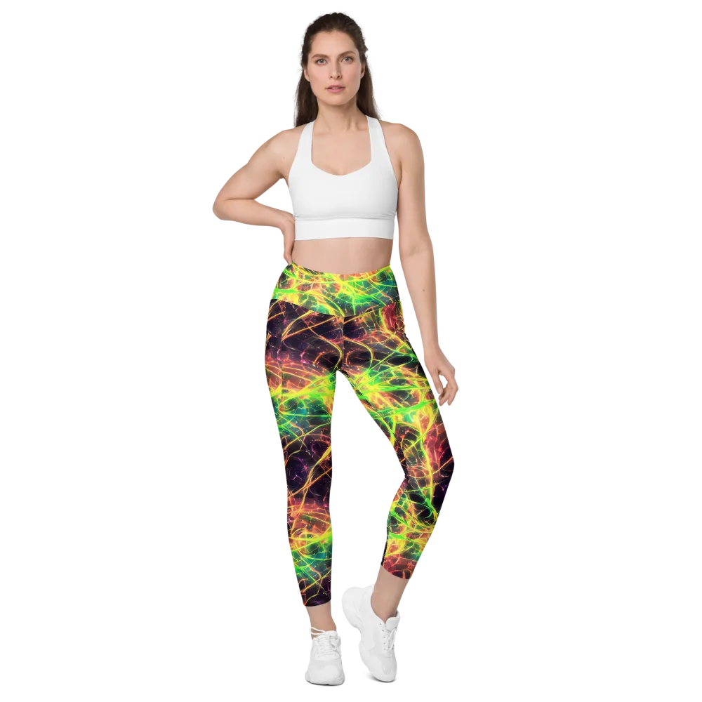 Inferno Veins on Leggings with Pockets — Front