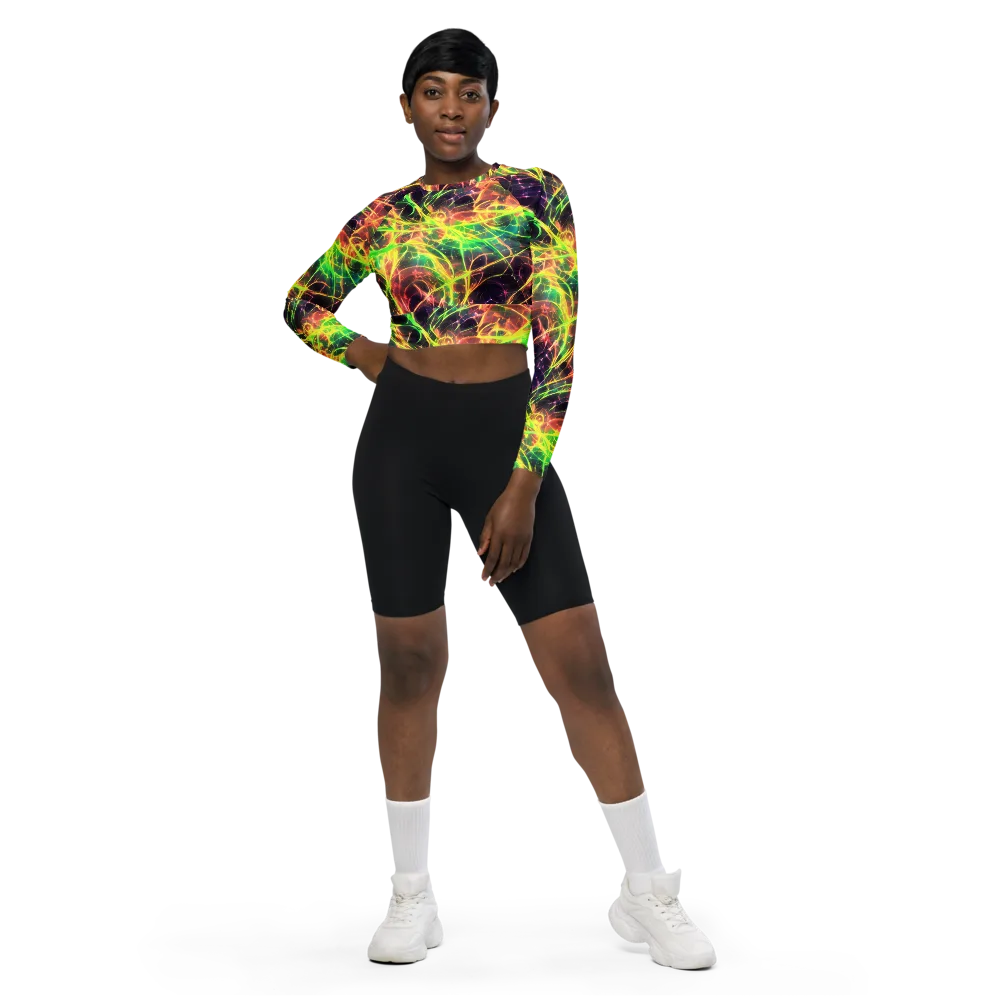 Inferno Veins on Long Sleeve Crop Top — Front