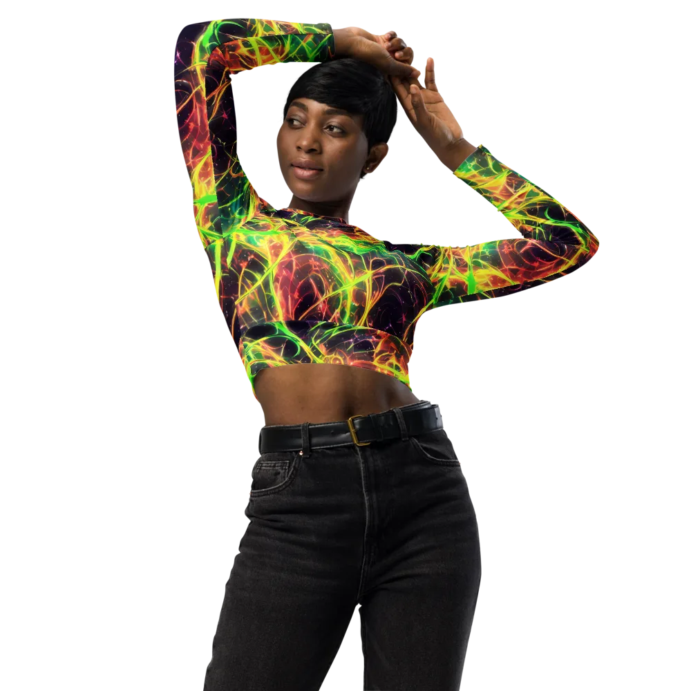 Inferno Veins on Long Sleeve Crop Top — Front