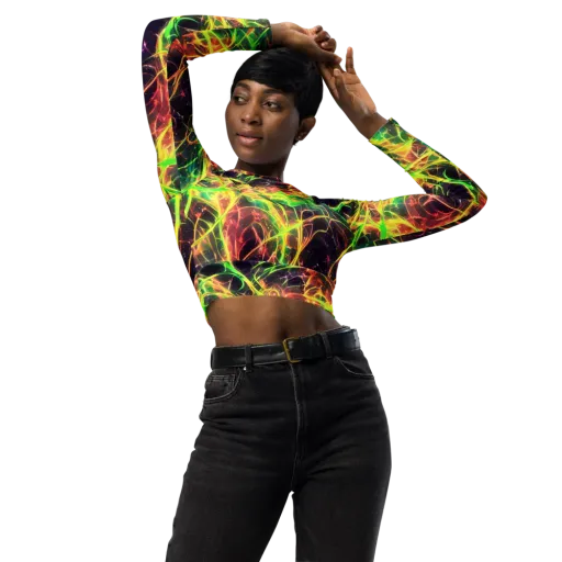 Inferno Veins on a Long Sleeve Crop Top
