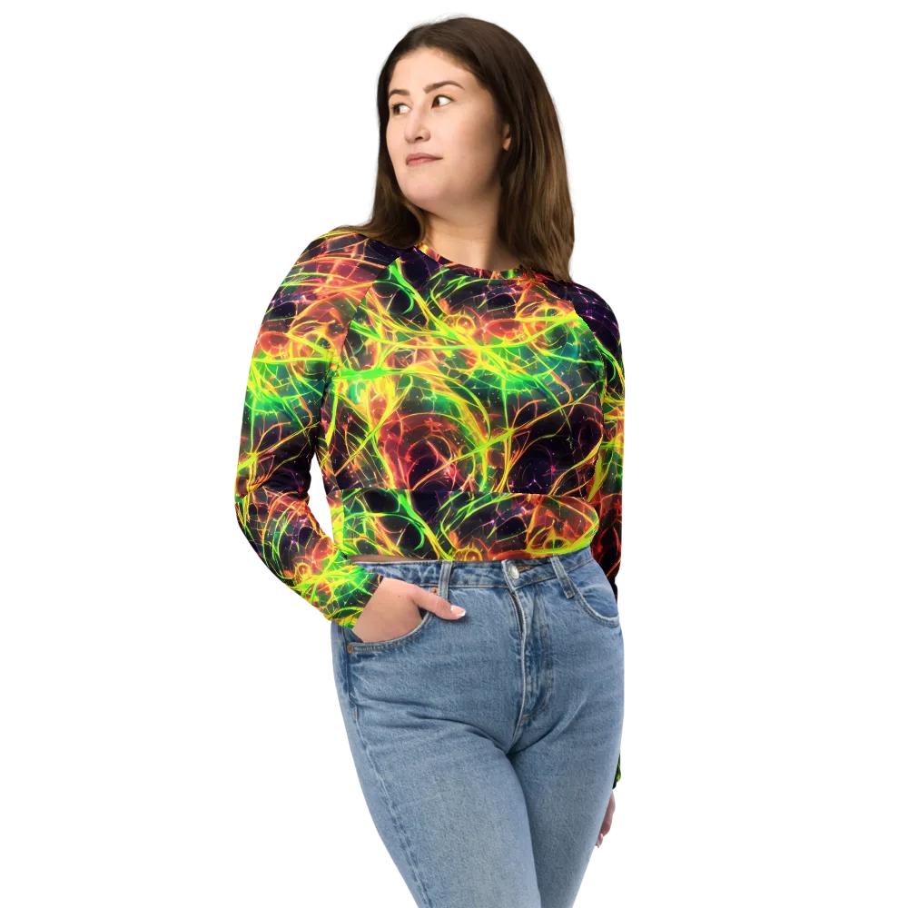 Inferno Veins on Long Sleeve Crop Top — Front