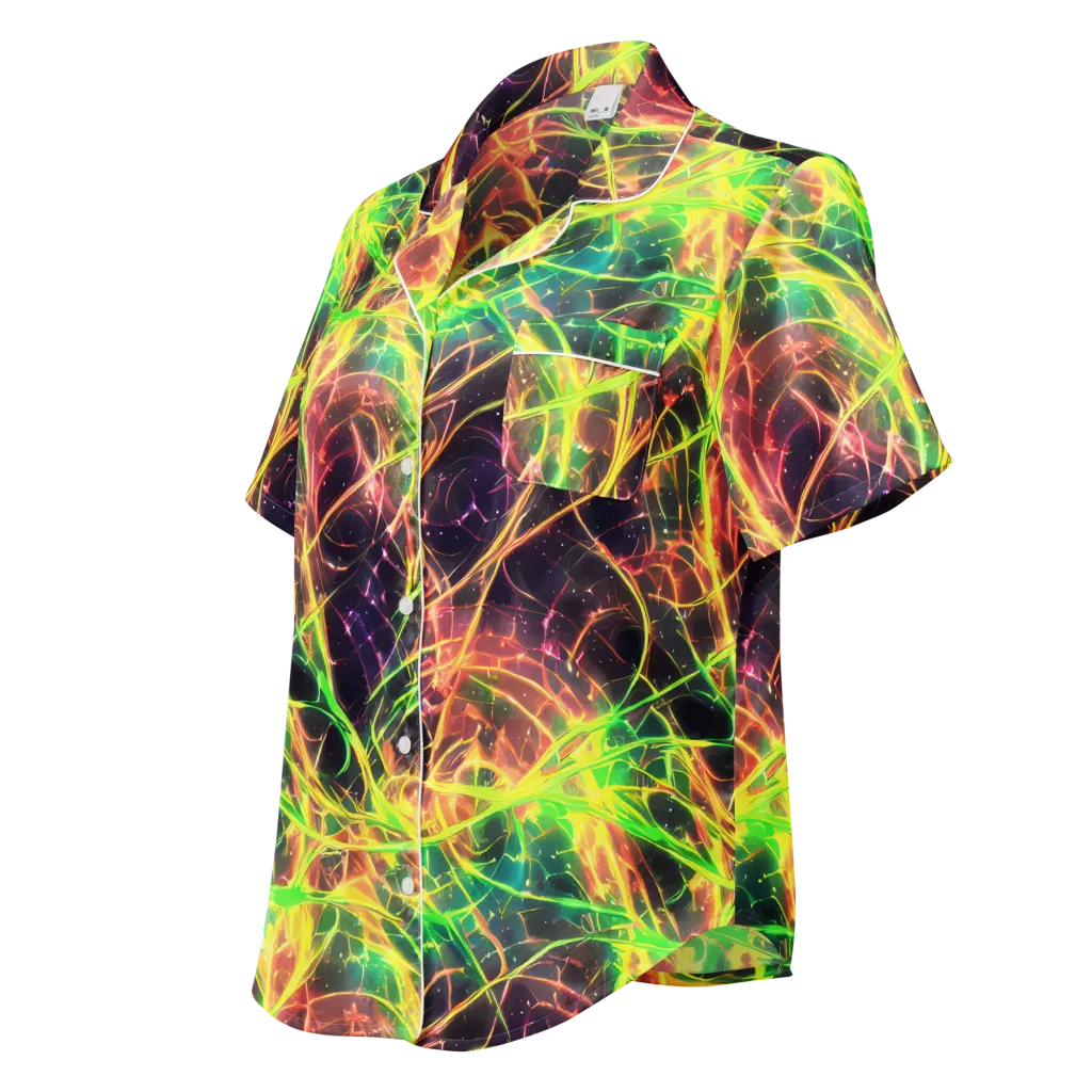 Inferno Veins on Women's Short Sleeve Pajama Top — Left Front