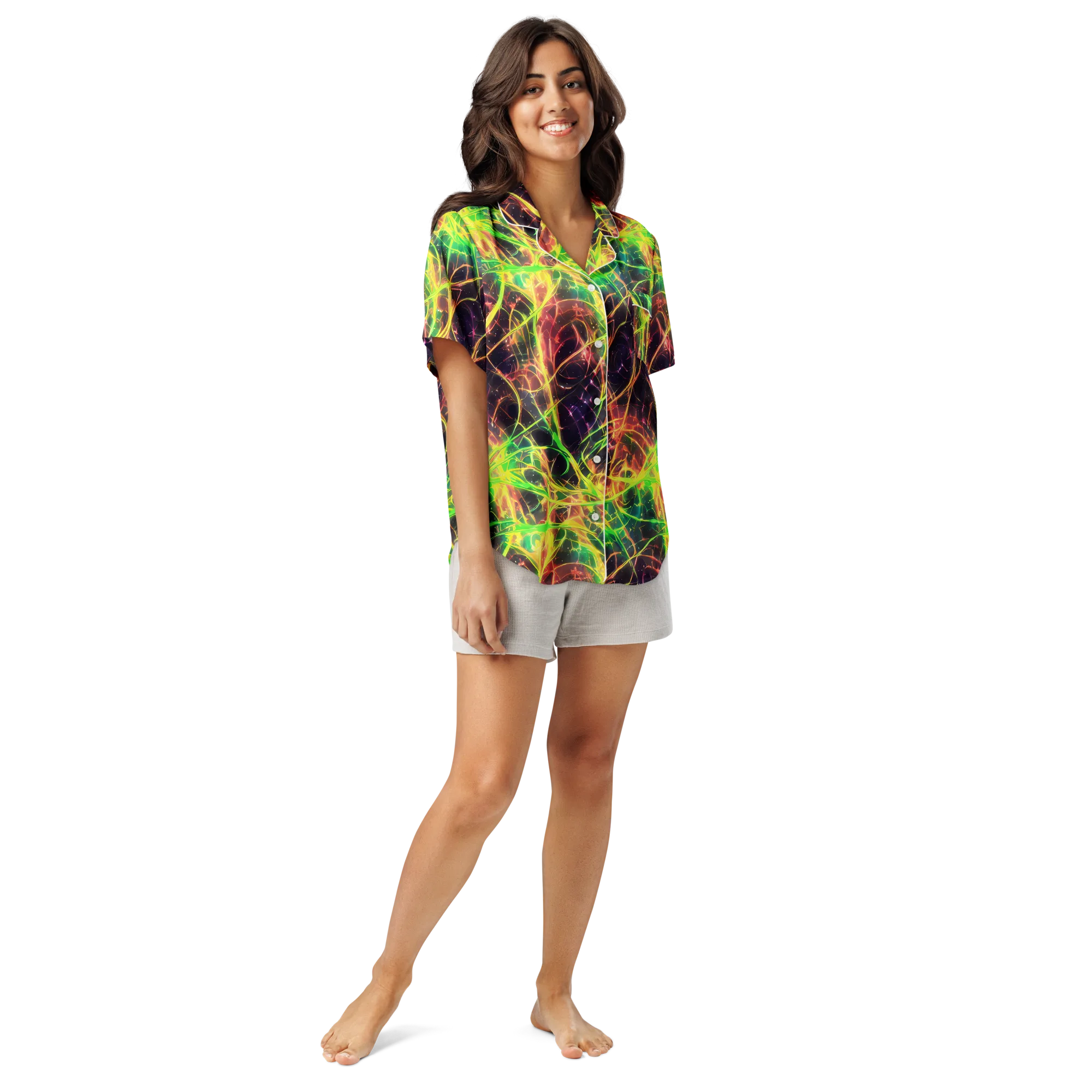 Inferno Veins on Women's Short Sleeve Pajama Top — Front