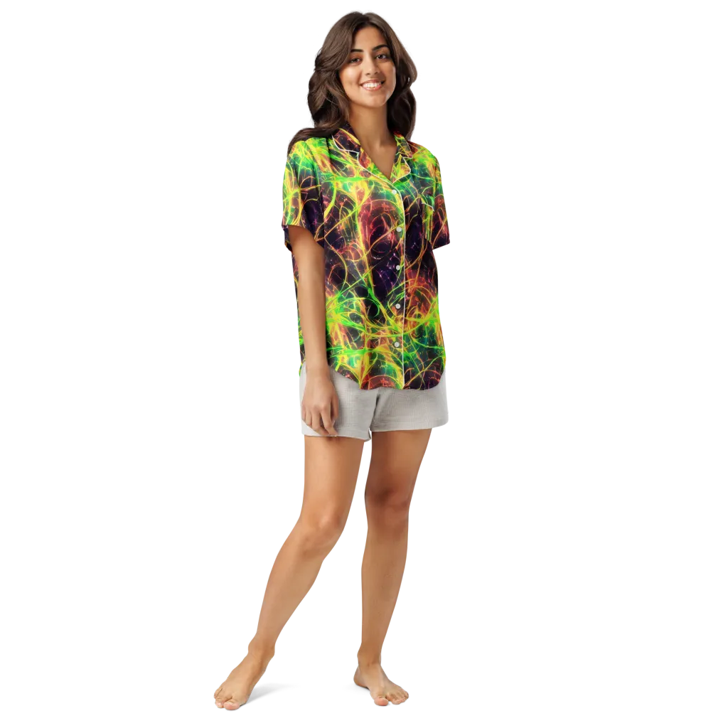 Inferno Veins on Women's Short Sleeve Pajama Top — Front