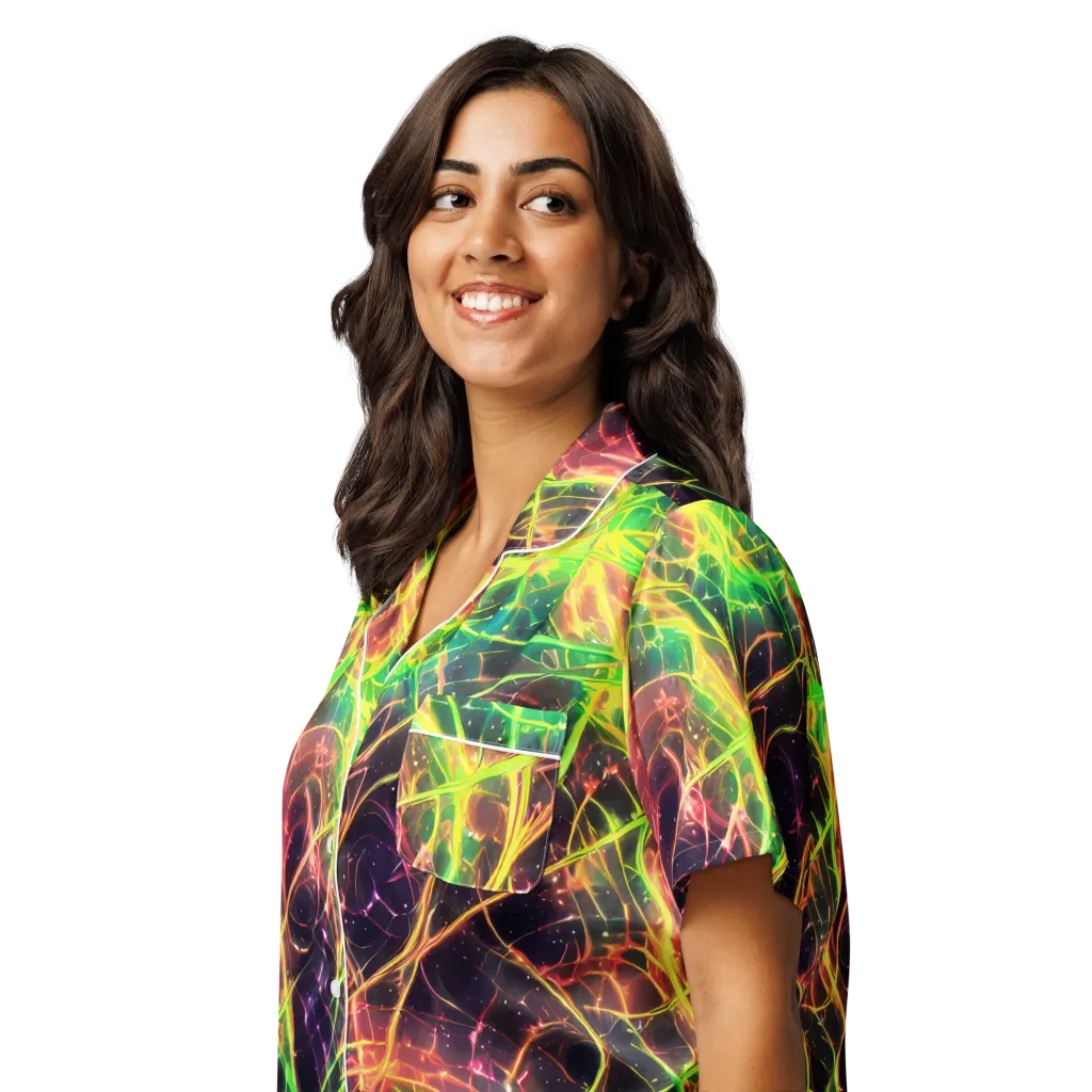 Inferno Veins on Women's Short Sleeve Pajama Top — Left Front