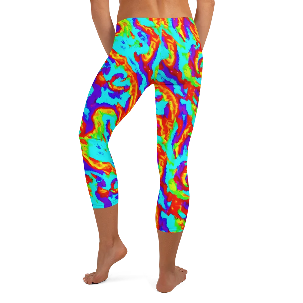 Candy Riot on Capri Leggings — Back
