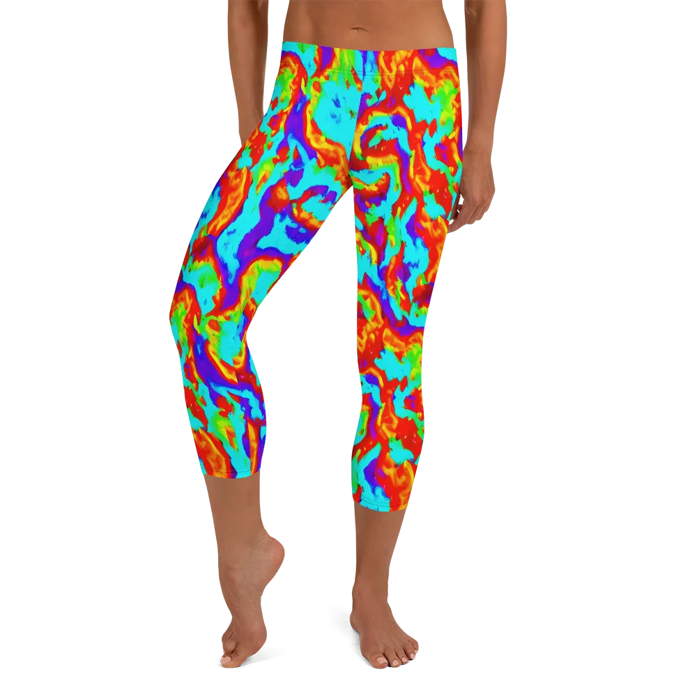 Candy Riot on Capri Leggings — Front