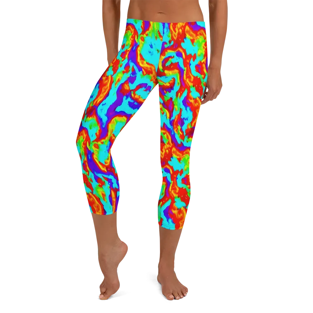 Candy Riot on Capri Leggings — Front