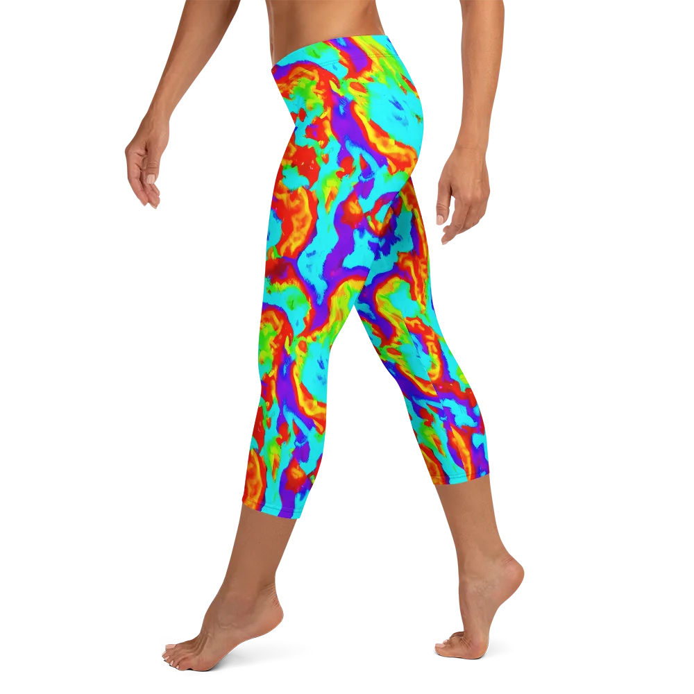 Candy Riot on Capri Leggings — Left