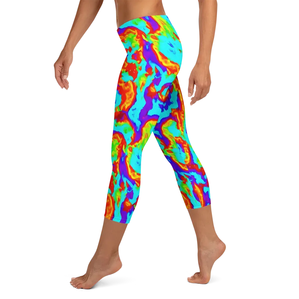 Candy Riot on Capri Leggings — Left