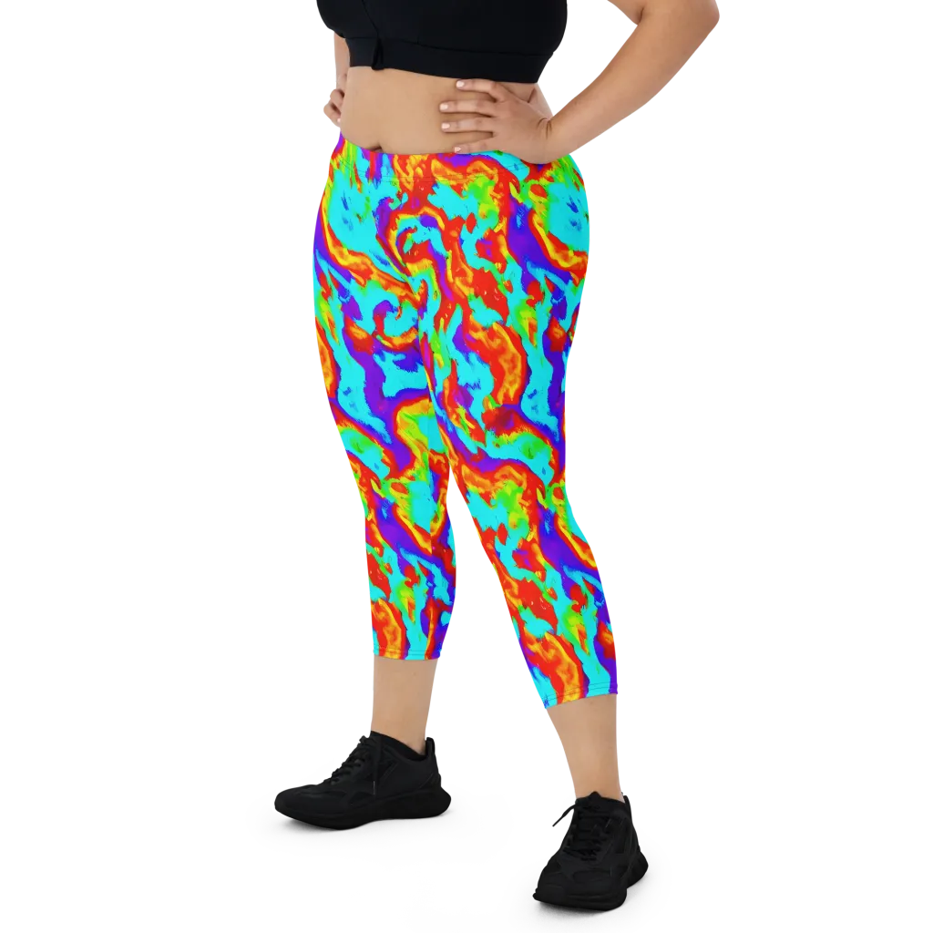 Candy Riot on Capri Leggings — Front
