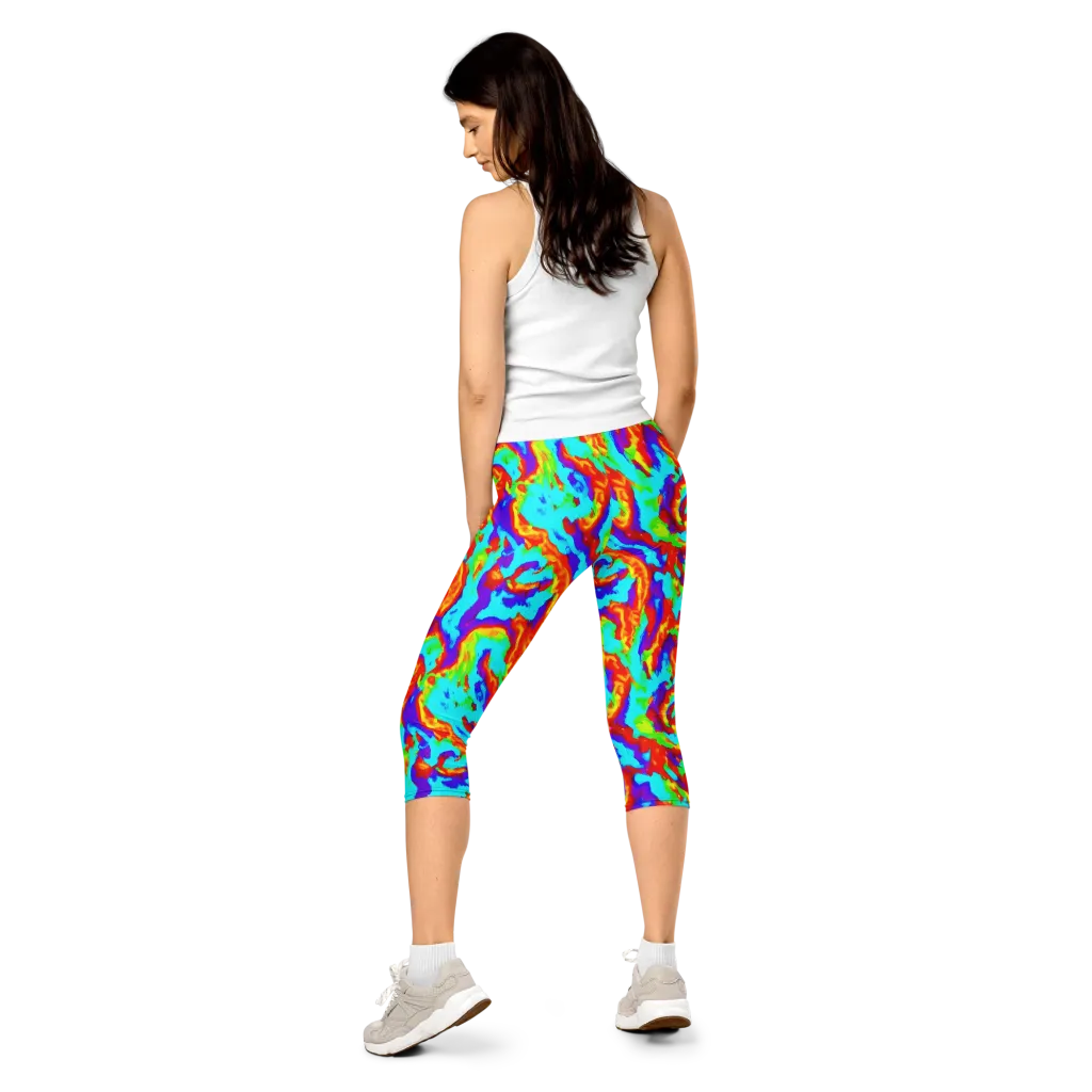 Candy Riot on Capri Leggings — Back