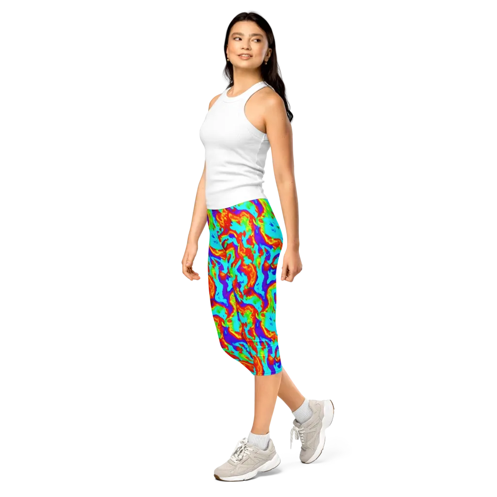 Candy Riot on Capri Leggings — Left Front