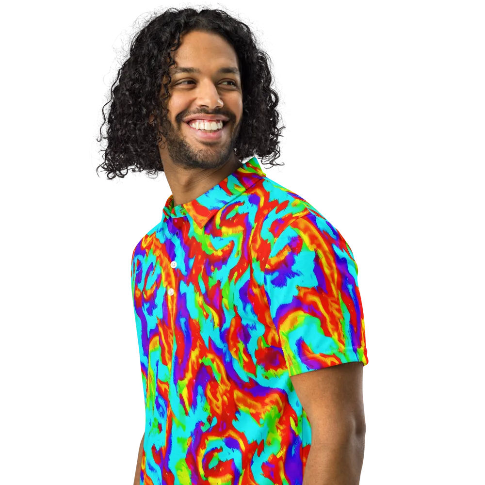 Candy Riot on Men's Slim Fit Polo Shirt — Left Front