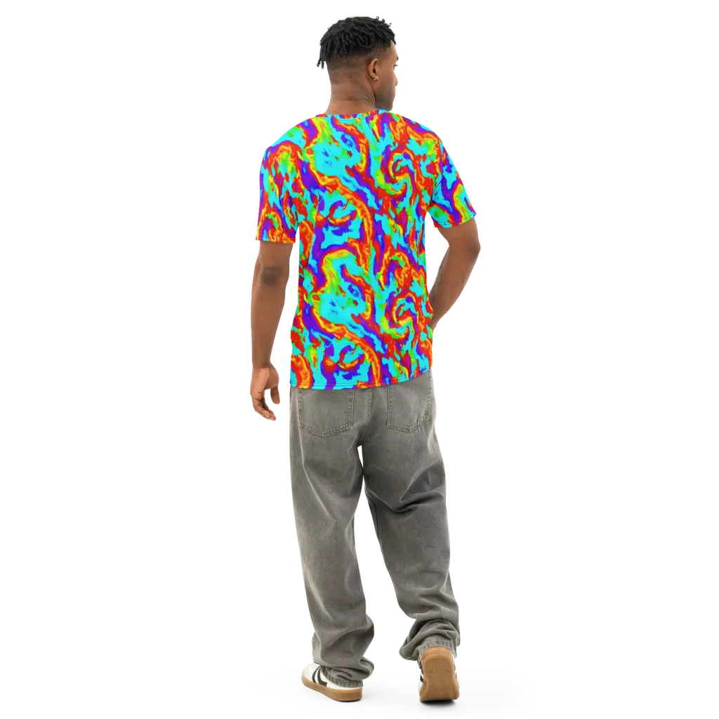 Candy Riot on Men's Cotton Crew Neck T-Shirt — Back
