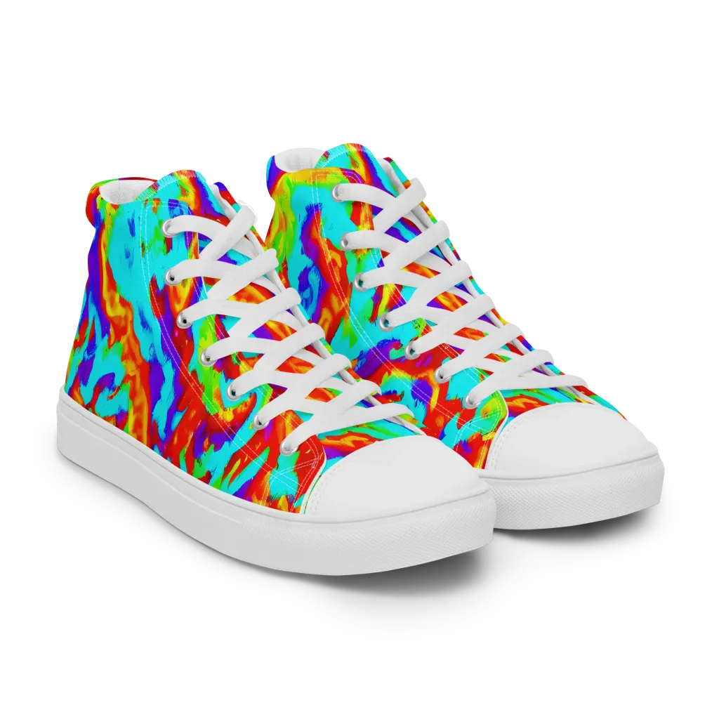 Candy Riot on Men's High Top Canvas Shoes — Right Front