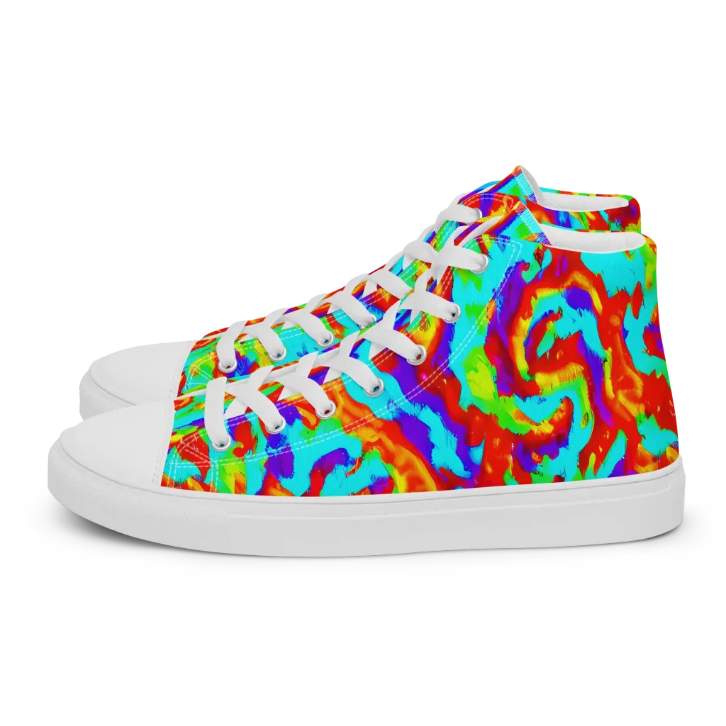 Candy Riot on Men's High Top Canvas Shoes — Left