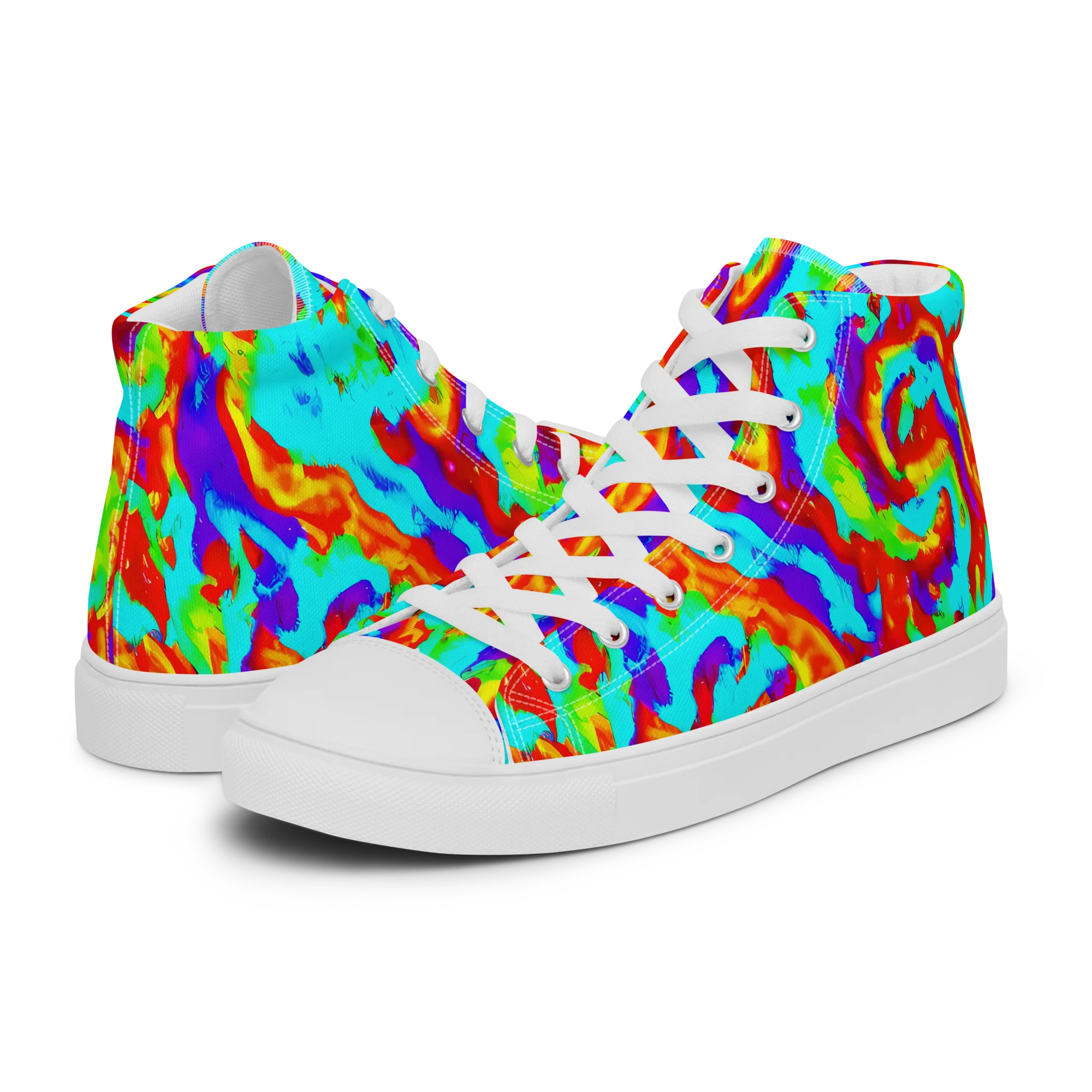 Candy Riot on Men's High Top Canvas Shoes — Left