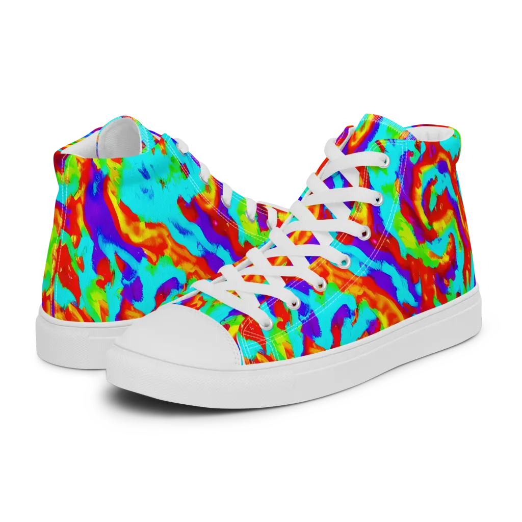 Candy Riot on Men's High Top Canvas Shoes — Left