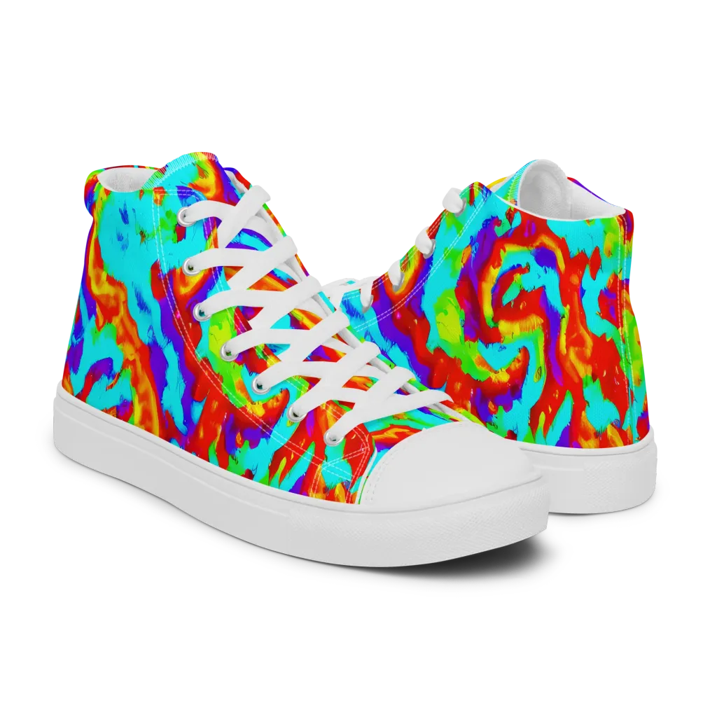 Candy Riot on Men's High Top Canvas Shoes — Right