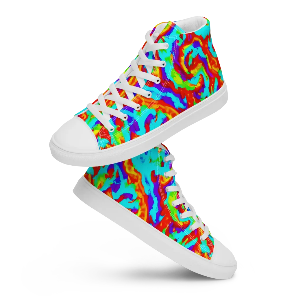 Candy Riot on Men's High Top Canvas Shoes — Front