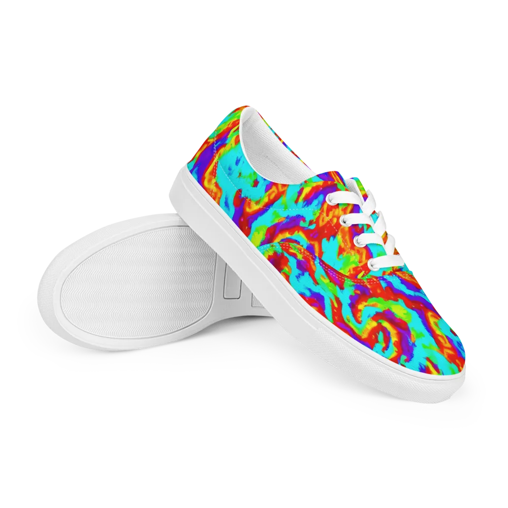 Candy Riot on Men's Lace-Up Canvas Shoes — Right Front