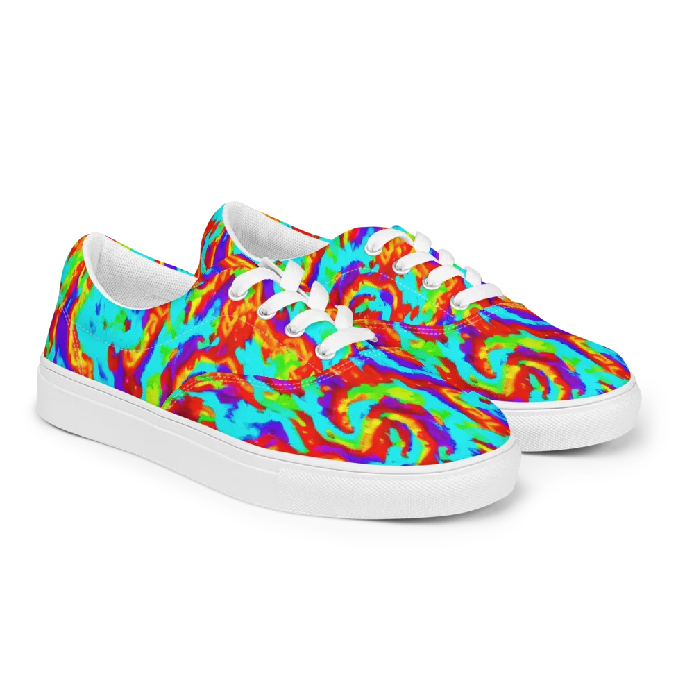 Candy Riot on Men's Lace-Up Canvas Shoes — Right Front
