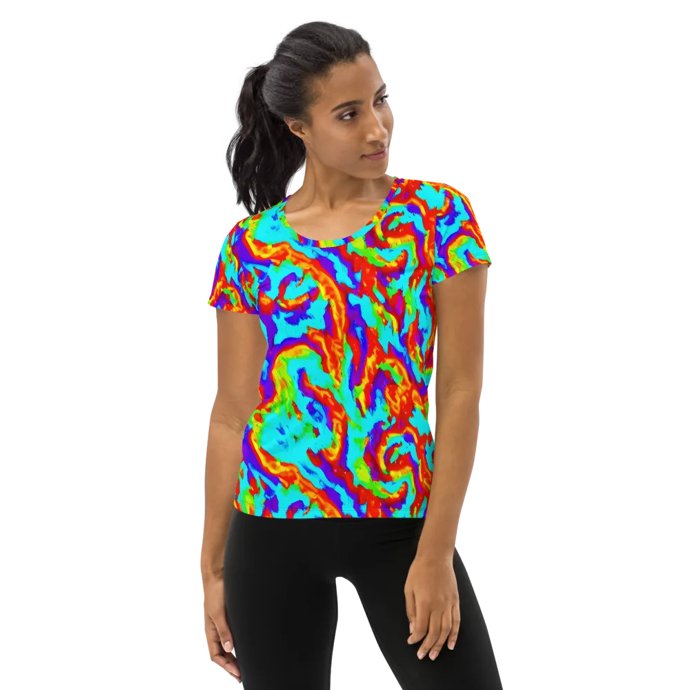 Candy Riot on Women's Athletic T-Shirt — Front