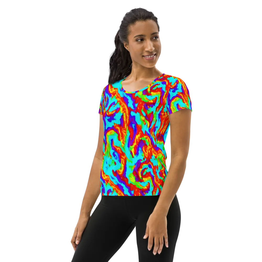Candy Riot on Women's Athletic T-Shirt — Left