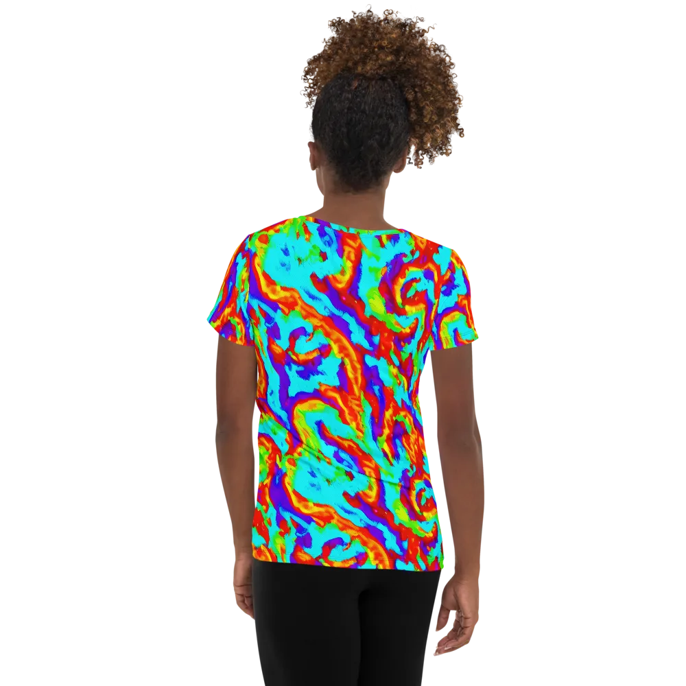 Candy Riot on Women's Athletic T-Shirt — Back