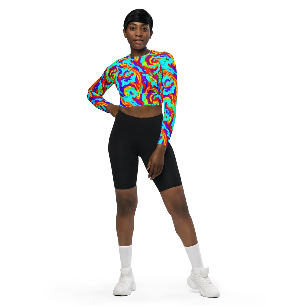 Candy Riot on Long Sleeve Crop Top — Front