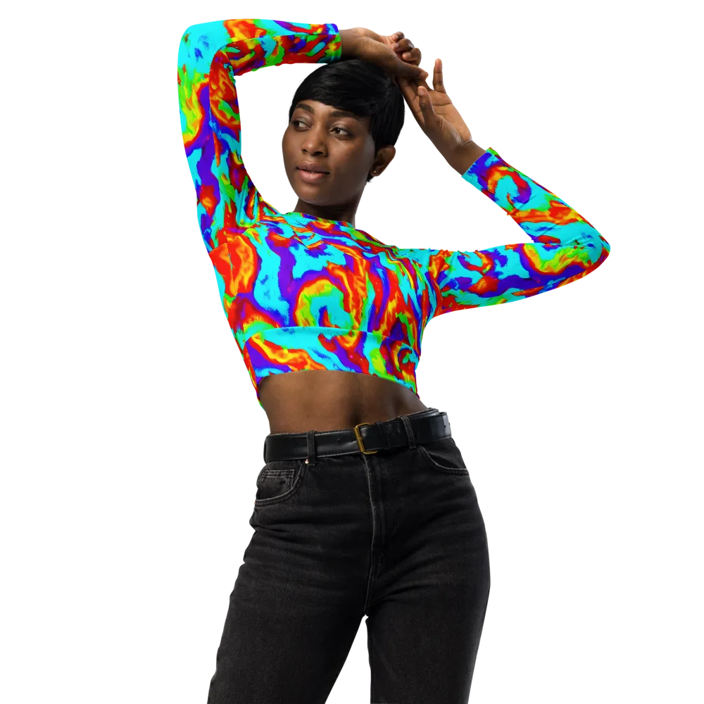 Candy Riot on Long Sleeve Crop Top — Front