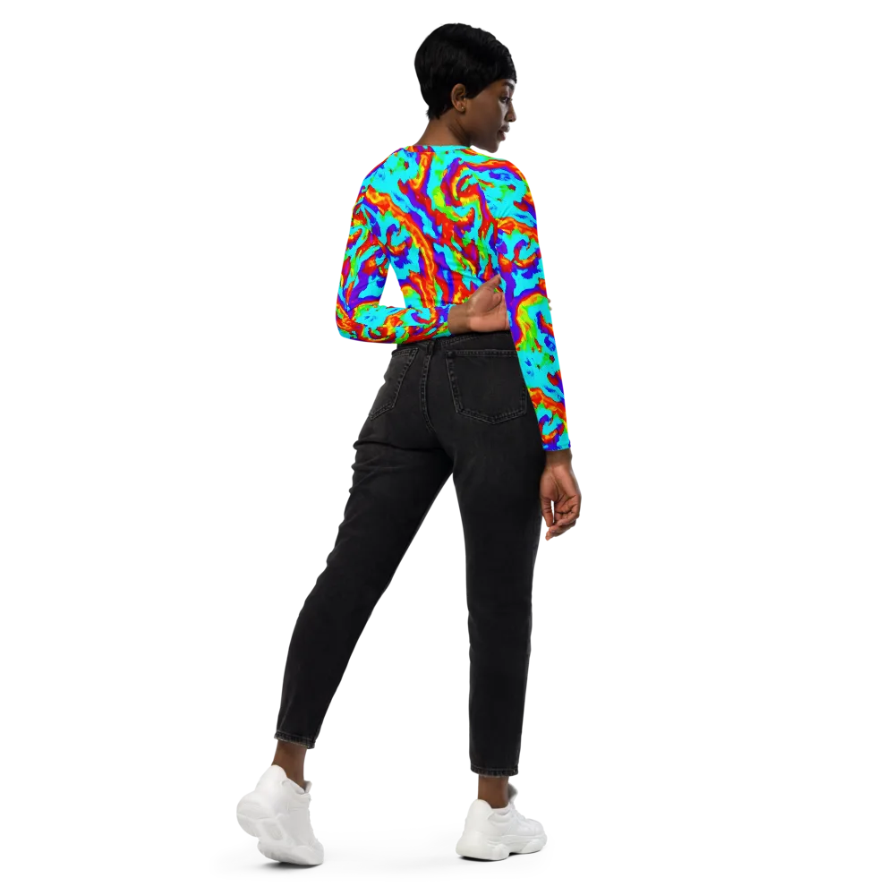 Candy Riot on Long Sleeve Crop Top — Right Back