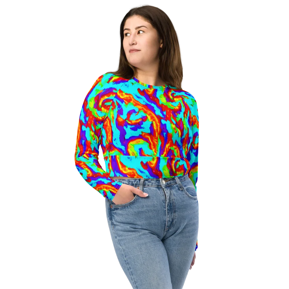 Candy Riot on Long Sleeve Crop Top — Front