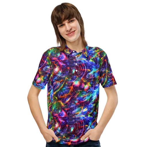 Molten Ribbon Reef on a Men's Slim Fit Polo Shirt