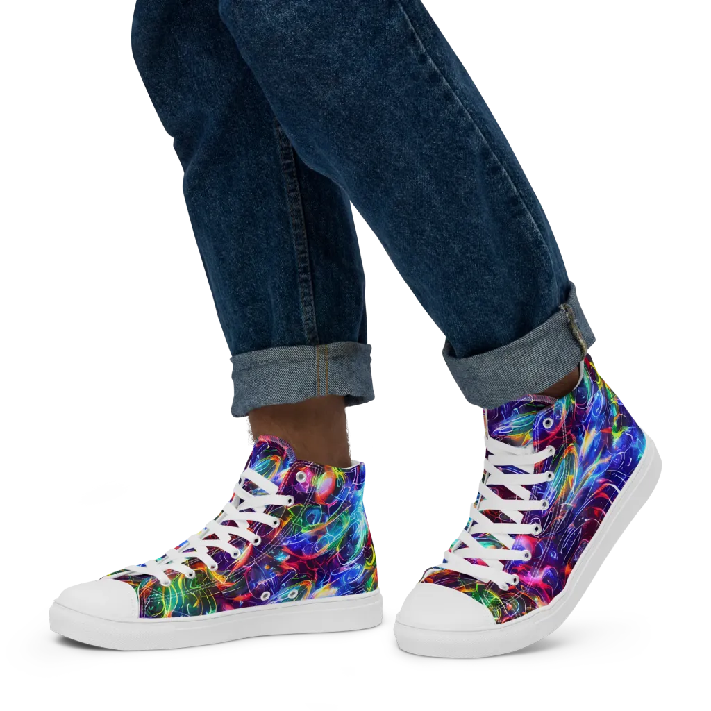 Molten Ribbon Reef on Men's High Top Canvas Shoes — Left