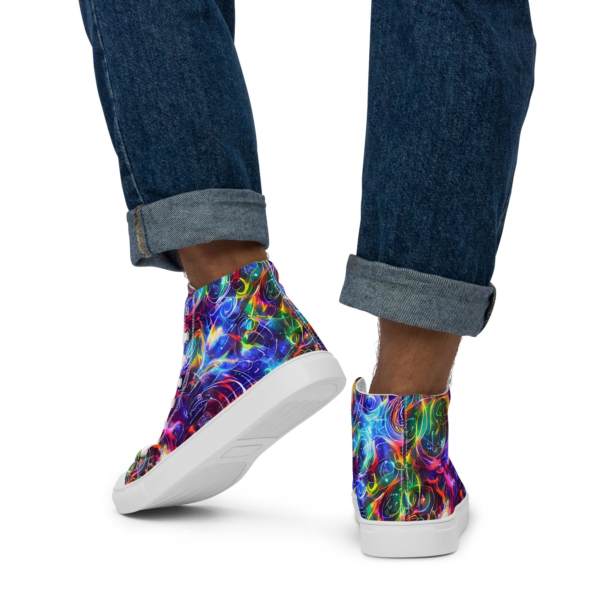 Molten Ribbon Reef on Men's High Top Canvas Shoes — Back