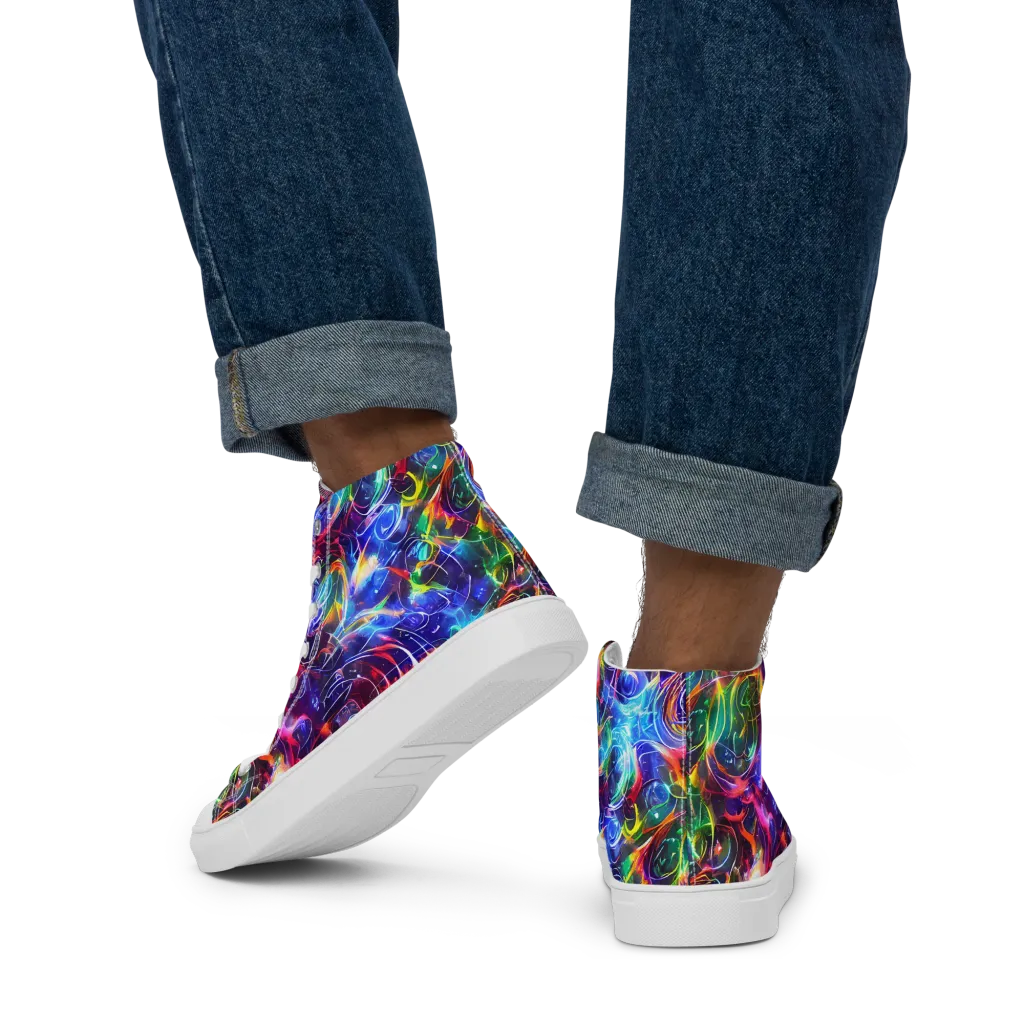 Molten Ribbon Reef on Men's High Top Canvas Shoes — Back