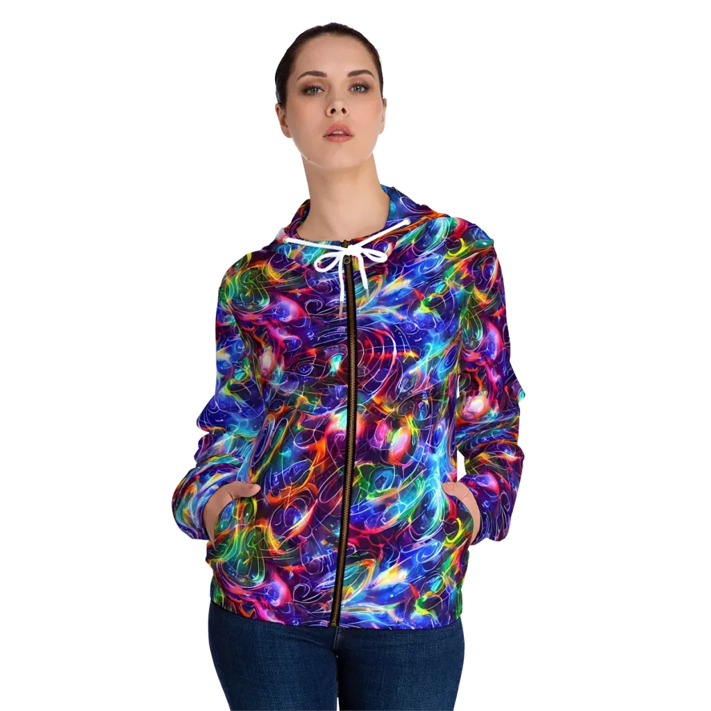 Molten Ribbon Reef on Women's Full-Zip Hoodie — Front On Person